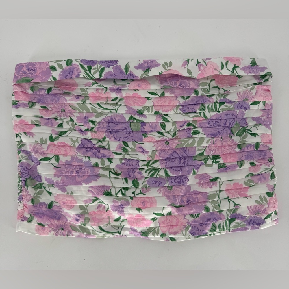 WAYF Where Are You From Floral Pleated Stretch Tube Top
